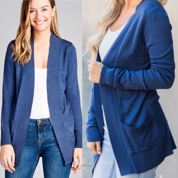 CHELSEA ✨ blue soft knit cardigan with pockets - Picture 3 of 3